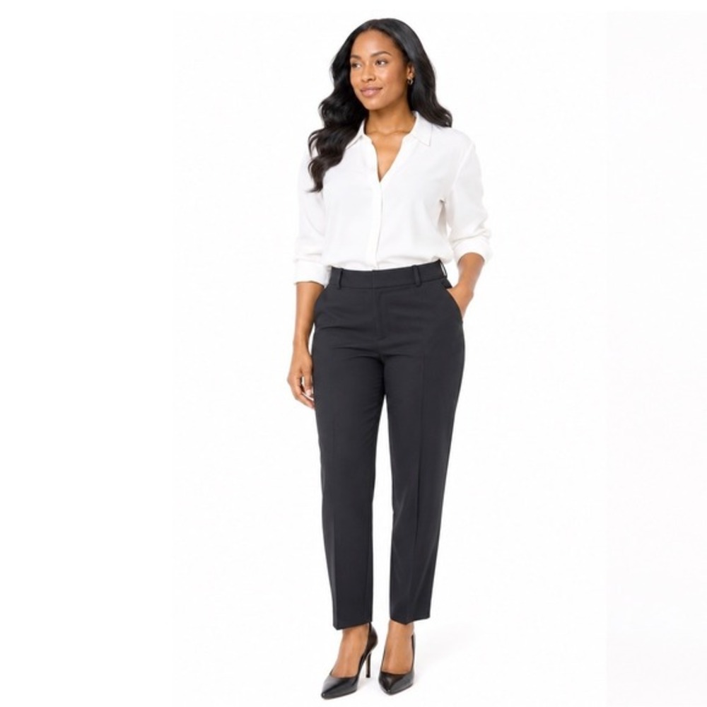 LOFT Julie Straight Leg Pants Black Dress Trousers 8 Dark Academia Chic 75-05